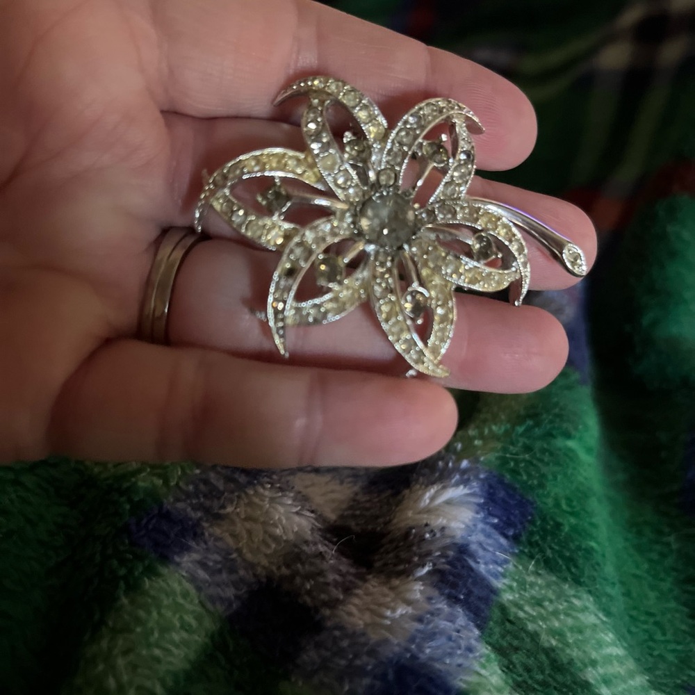 Sarah Cov silver and Rhinestone brooch